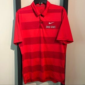 Nike Dri-Fit Ohio State Polo in Red with dark red stripes
